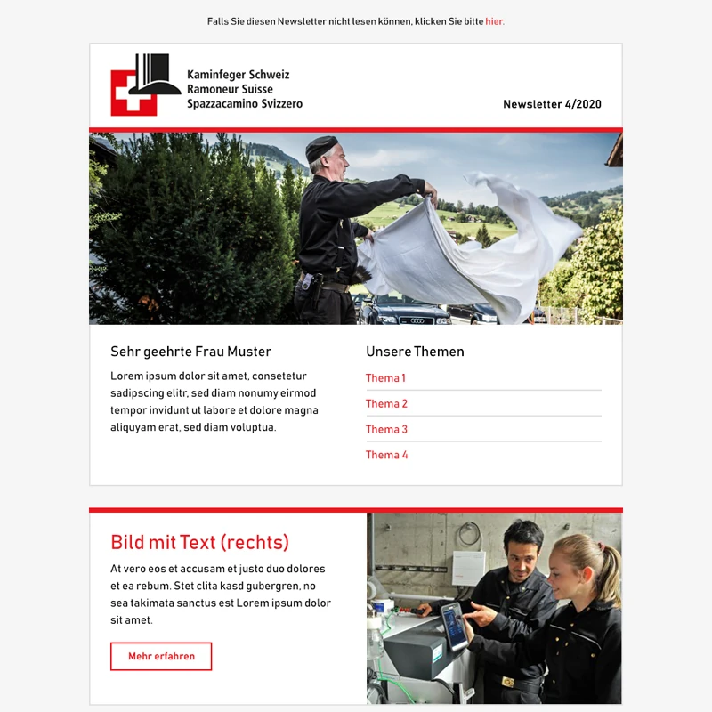 Newsletter-Tool Schweiz Kaminfeger